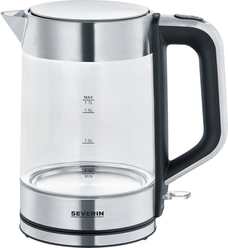 Bouilloire électrique SEVERIN 1,7 L Transparent Acier inoxydable, verre Sans fil 2 200 W