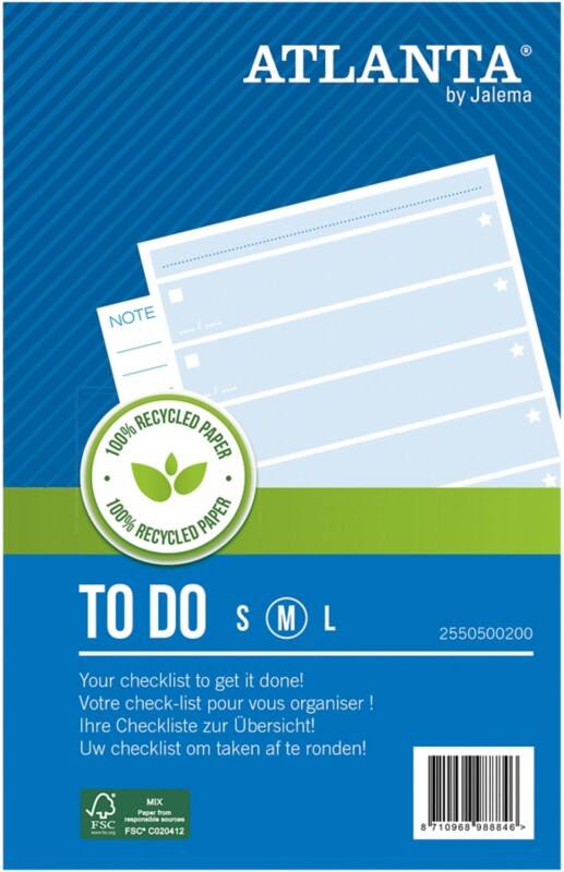 Djois Atlanta Notitieblok  100% Gerecycled To-do Medium 13.5 x 19.5 cm Wit 100 Vellen