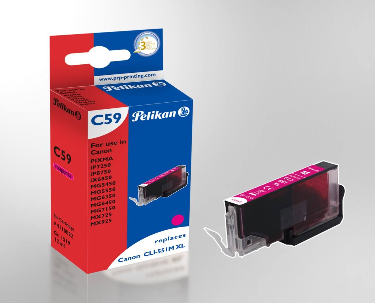 Cartouche jet d’encre Pelikan compatible Canon CL-551M XL Magenta