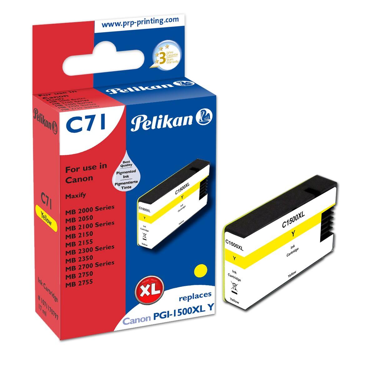 Cartouche jet d’encre Pelikan compatible Canon PGI-1500XL Jaune