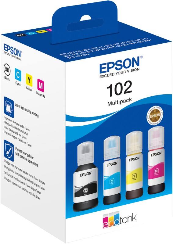 Recharge d'encre Epson 102 D'origine C13T03R640 Cyan, jaune, magenta, noir Multipack 4 Unités