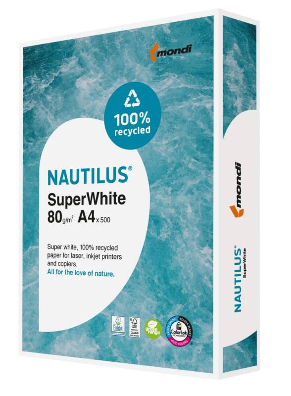 Nautilus SuperWhite A4 Kopieerpapier  80 g/m² Glad Wit 500 Vellen