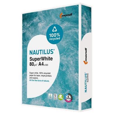 Papier imprimante Nautilus SuperWhite A4 80 g/m² Lisse Blanc 500 Feuilles