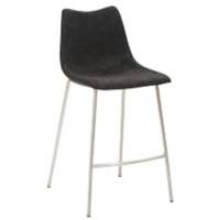 Tabouret de bar Mayer Sitzmöbel MySolo Acier inoxydable brossé Cuir artificiel 4 pieds en métal Noir
