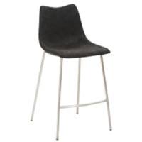 Tabouret de bar Mayer Sitzmöbel MySolo Acier inoxydable brossé Cuir artificiel 4 pieds en métal Noir