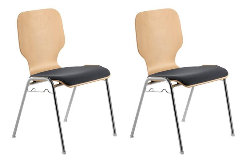 Mayer Sitzmöbel Stapelstoel myDARIO Antraciet, chroom Stof 4 Metalen poten 2 stuks