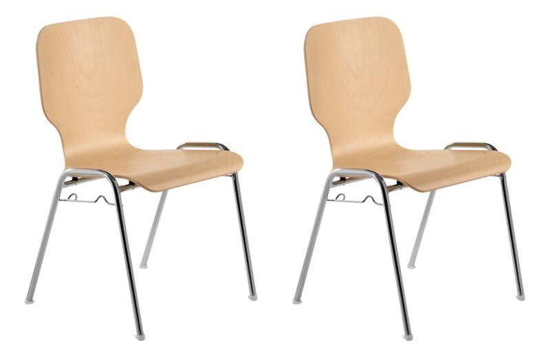 Mayer Sitzmöbel Stapelstoel myDARIO Beuken geschilderd hout 4 metalen poten Pak van 2