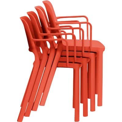 Chaise empilable Mayer Sitzmöbel myNUKE Polypropylène Plastique 4 Pieds Avec accoudoirs Rouge framboise 2 Unités