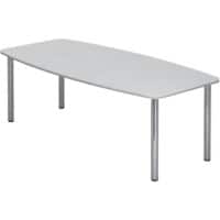 Table de conférence Hammerbacher Argenté, Blanc Mélaminé Argenté KT22C 2&nbsp;200 x 1&nbsp;050 x 740 mm