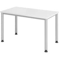 Hammerbacher In hoogte verstelbaar Recht Bureau met 4-voet Express Q Wit, zilver 1,200 x 672 x 685 - 810 mm