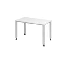 Bureau droit Hacmerbacher Express Q à hauteur réglable avec 4 pieds Blanc, argenté 120 x 67,2 x 68,5 - 81 cm