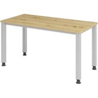 Hammerbacher in hoogte verstelbaar recht bureau met 4 voet Express Q Eiken 1,400 x 672 x 685 - 810 mm