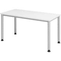 Bureau droit Hacmerbacher Express Q à hauteur réglable avec 4 pieds Blanc, argenté 140 x 67,2 x 68,5 - 81 cm