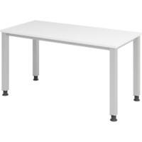 Bureau droit Hacmerbacher Express Q à hauteur réglable avec 4 pieds Argenté, Blanc 140 x 67,2 x 68,5 - 81 cm