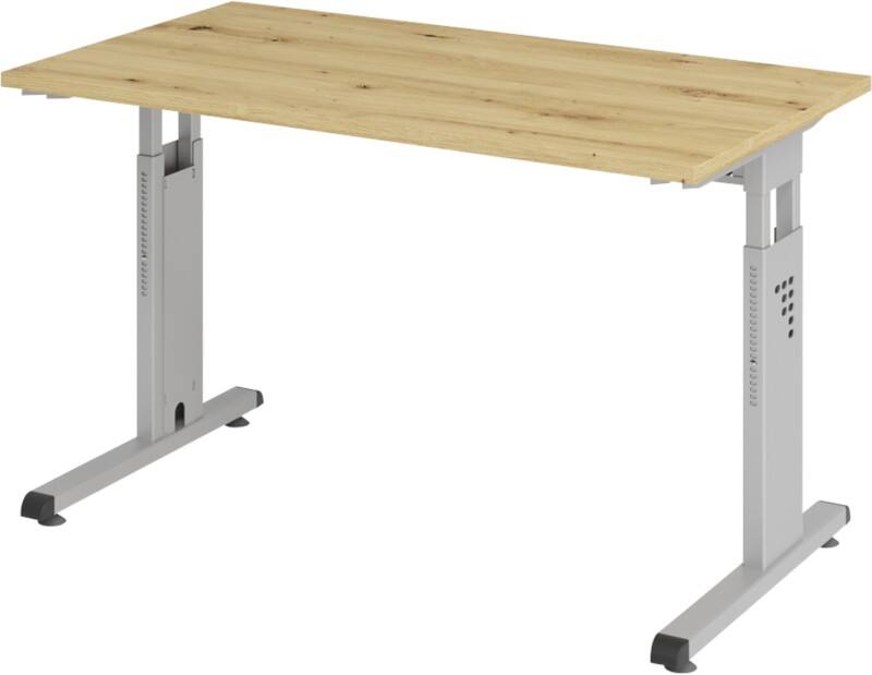 Bureau Hammerbacher Express Q VOS Hauteur ajustable Rectangulaire Chêne C-Pied 1200 (L) x 672 (P) x 850 (H) mm Acier, Aggloméré