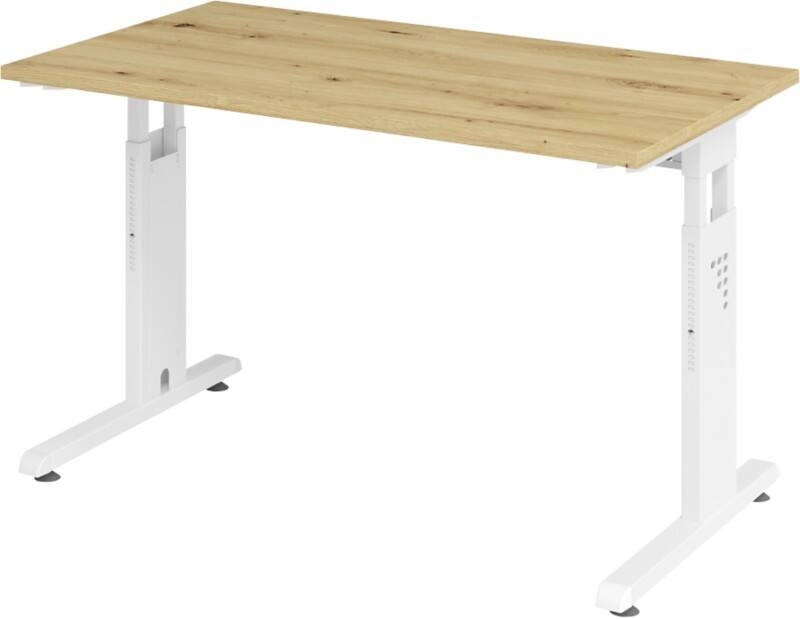 Bureau Hammerbacher Express Q VOS Hauteur ajustable Rectangulaire Chêne C-Pied 1200 (L) x 672 (P) x 850 (H) mm Acier, Aggloméré