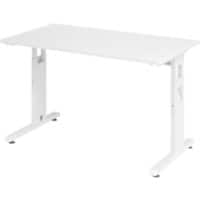 Bureau droit Hacmerbacher Express Q à hauteur réglable Piètement en C Blanc 120 x 67,2 x 68,5 - 81 cm