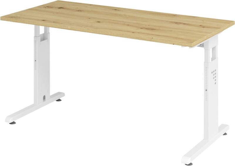 Bureau Hammerbacher Express Q VOS Hauteur ajustable Rectangulaire Chêne C-Pied 1400 (L) x 672 (P) x 850 (H) mm Acier, Aggloméré