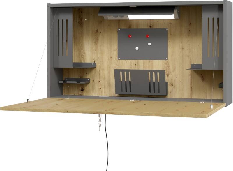 Bureau mural Hammerbacher Express VWO Rectangulaire Chêne 1200 (L) x 260 (P) x 650 (H) mm Aggloméré