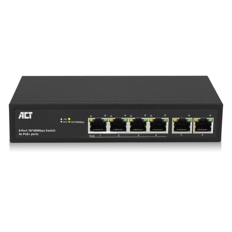 Commutateur réseau ACT 4 x ports 10/100/1000 Mbit/s 4 x PoE+ (30w)