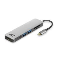 Adaptateur multiport USB-C vers HDMI Femelle ACT 4K 2x USB-A, Lecteur de carte