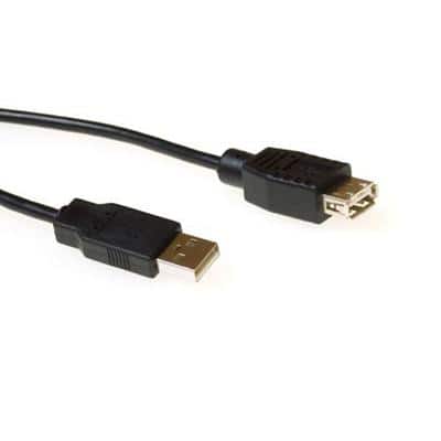 Câble USB ACT USB 2.0 A mâle vers USB A femelle 1.8 m Noir