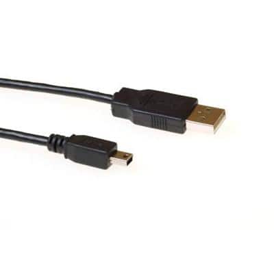 ACT USB A Male USB-kabel USB Mini B Male SB2412 Zwart 1,8 m