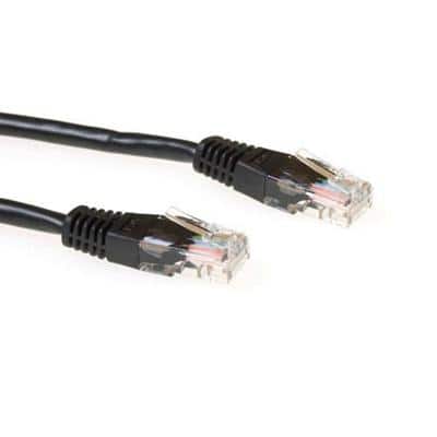 Câble de raccordement U/UTP CAT5E ACT 1 M Avec connecteurs RJ45 Noir