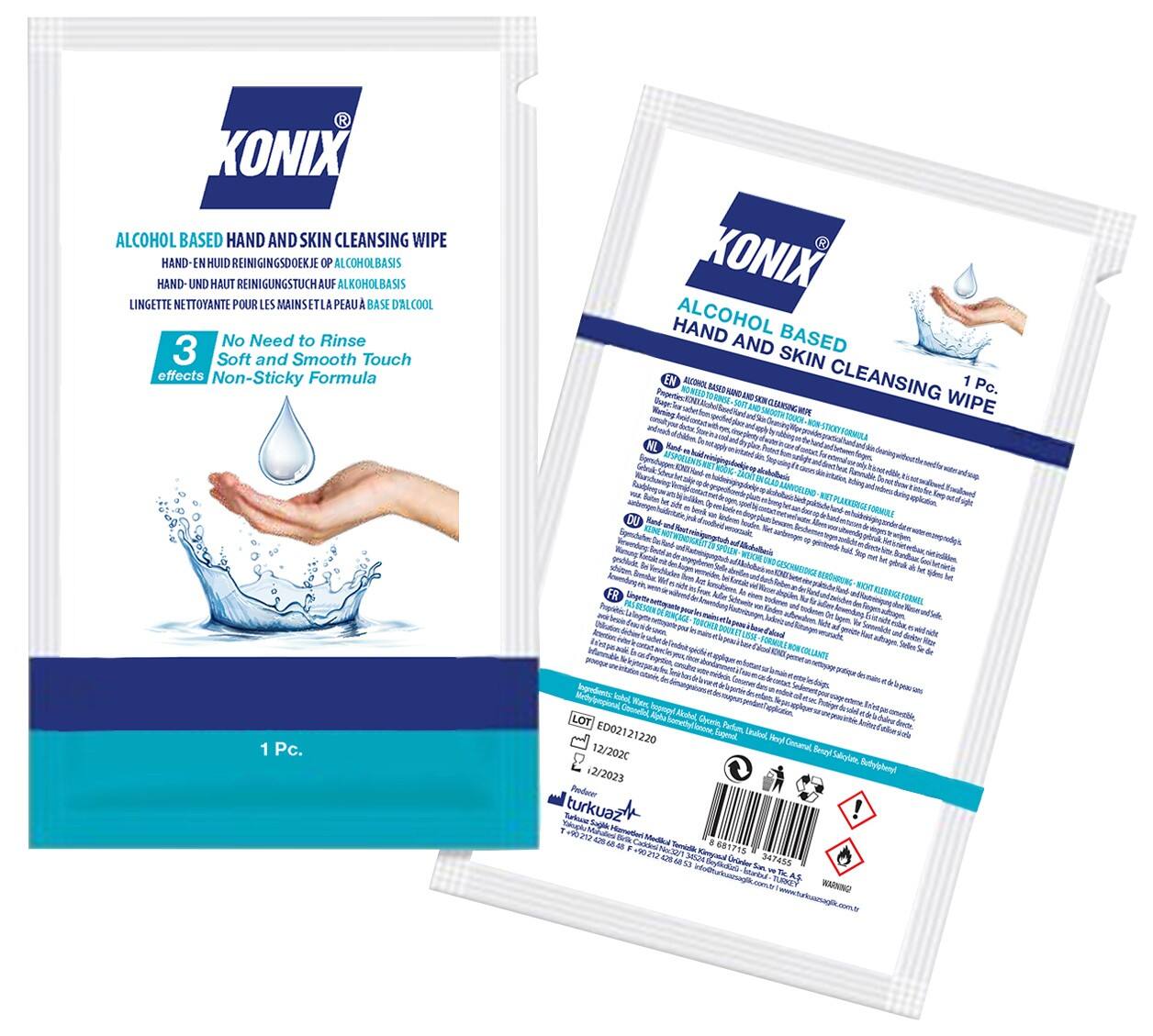 KONIX Reinigingsdoekjes voor handen en huid pak van 250 stuks