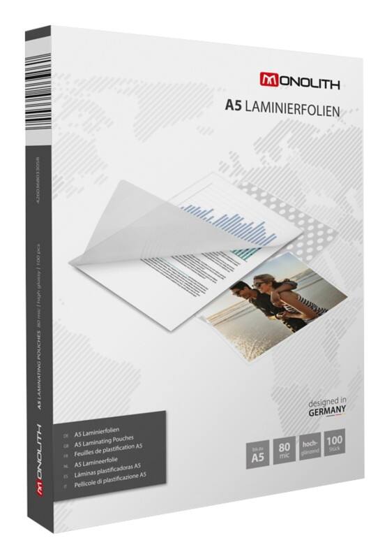 Pochette de plastification Monolith A5 Chrystal claire 80 microns (2 x 80) Transparent 100 Pochettes