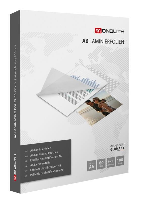 Pochette de plastification Monolith A6 Chrystal claire 80 microns (2 x 80) Transparent 100 Pochettes