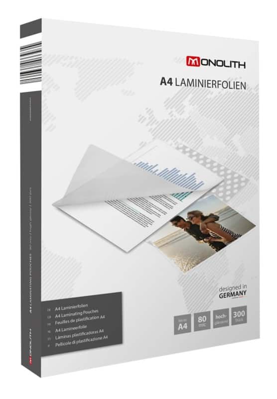 Monolith Lamineerhoes A4 Glashelder 80 micron (2 x 80) Transparant 300 Hoezen