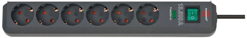 Multiprise Brennenstuhl Eco-Line BN3318 6 prises de 1.5 m Câble avec interrupteur et protection contre les surtensions Noir
