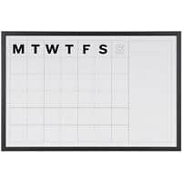 Agenda mensuel Bi-Office Noir cadre magnétique Blanc 90 x 60 cm