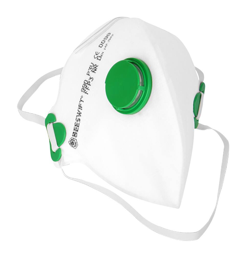 BEESWIFT Mondmasker met ventiel FFP3 Vouwbaar Wit 20 stuks