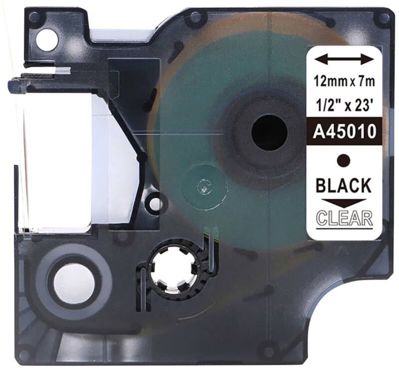 Rillstab Compatibel Dymo D1 S0720500 / 45010 Labeltape Zelfklevend Zwart op Transparant 12 mm x 7m