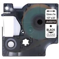 Ruban d’étiquettes Rillstab D1 S0720500 / 45010 Dymo Compatibles Autocollantes Noir sur transparent 12 mm x 7 m