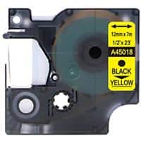 Rillstab Compatibel Dymo D1 S0720580 / 45018 Labeltape Zelfklevend Zwart op Geel 12 mm x 7m