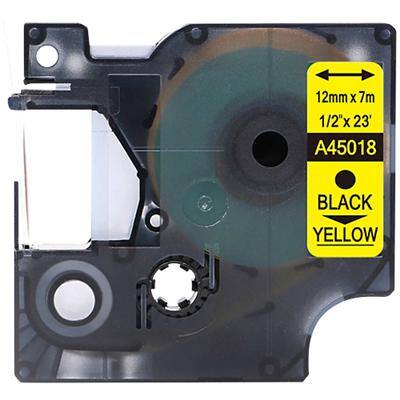 Ruban d’étiquettes Rillstab D1 S0720580 / 45018 Dymo Compatibles Autocollantes Noir sur jaune 12 mm x 7 m