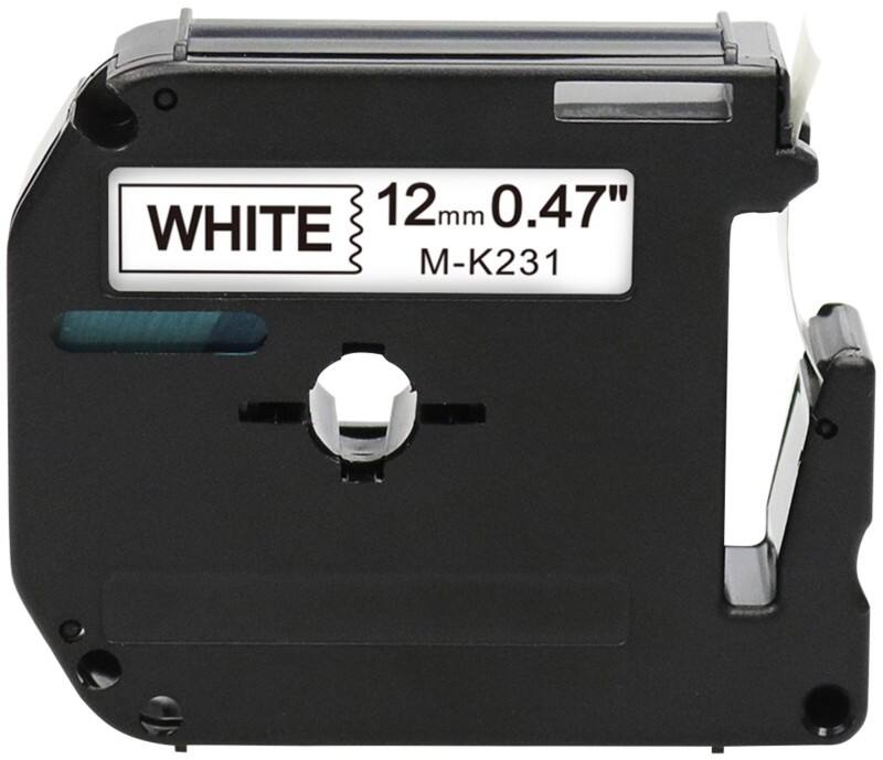 Rillstab Compatibel Brother M-K231 Labeltape Zelfklevend Zwart op Wit 12 mm x 8m