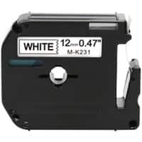 Ruban d’étiquettes Rillstab M-K231 Brother Compatibles, autocollantes Noir sur blanc 12 mm x 8 m