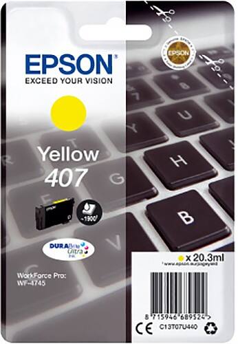 Cartouche jet d'encre Epson 407 D'origine C13T07U440 Jaune