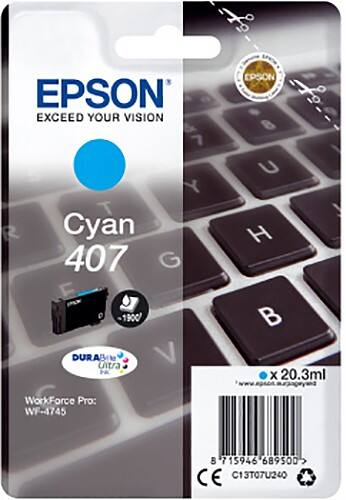 Cartouche jet d'encre Epson 407 D'origine C13T07U240 Cyan