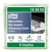 Chiffon réutilisable Tork Microfibre 183602 Vert Usage à sec et avec de l’eau 6 unités