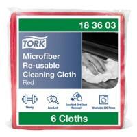 Tork Microvezel Herbruikbare Schoonmaakdoek Rood 183603 Voor droog en nat gebruik 6 Stuks
