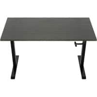 euroseats Zit-sta-bureau zwart met Logan eiken tafelblad 1600 x 800 x 685-1165 mm