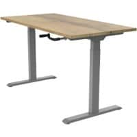 euroseats Zit-sta bureau Grijs met natuurlijk eiken tafelblad 1800 x 800 x 685-1165 mm