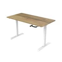 euroseats Zit-sta bureau wit met natuurlijk eiken tafelblad 1800 x 800 x 685-1165 mm
