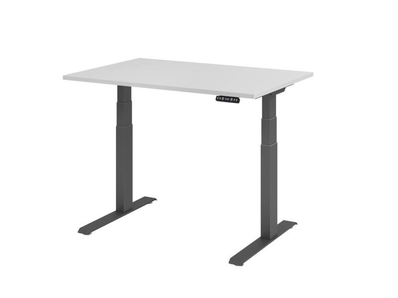 Bureau assis-debout Hammerbacher VXDKB Hauteur ajustable électriquement Gris C-Pied 1200 (L) x 800 (P) x 1290 (H) mm Acier, Aggloméré