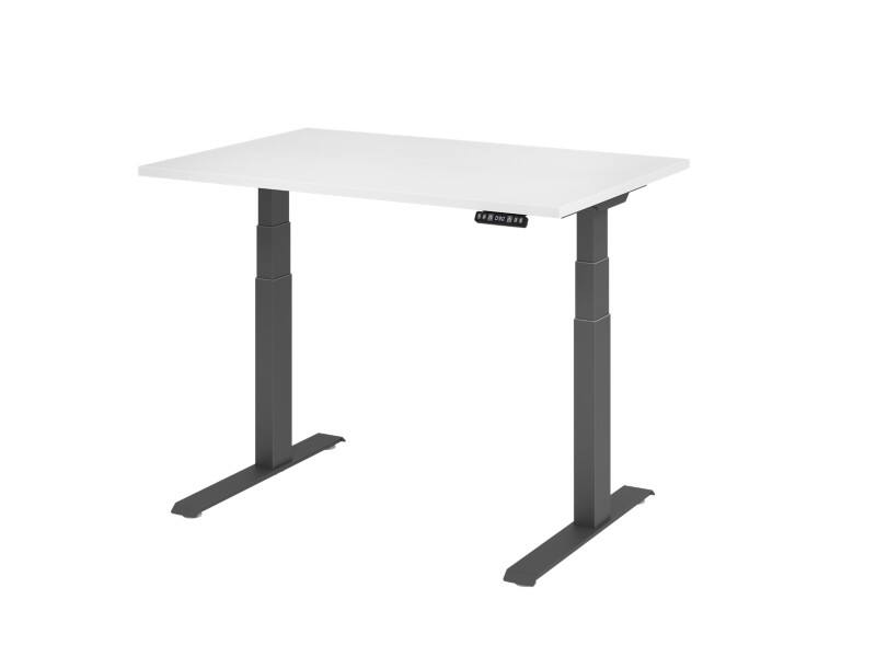Bureau assis-debout Hammerbacher VXDKB Hauteur ajustable électriquement Blanc C-Pied 1200 (L) x 800 (P) x 1290 (H) mm Acier, Aggloméré